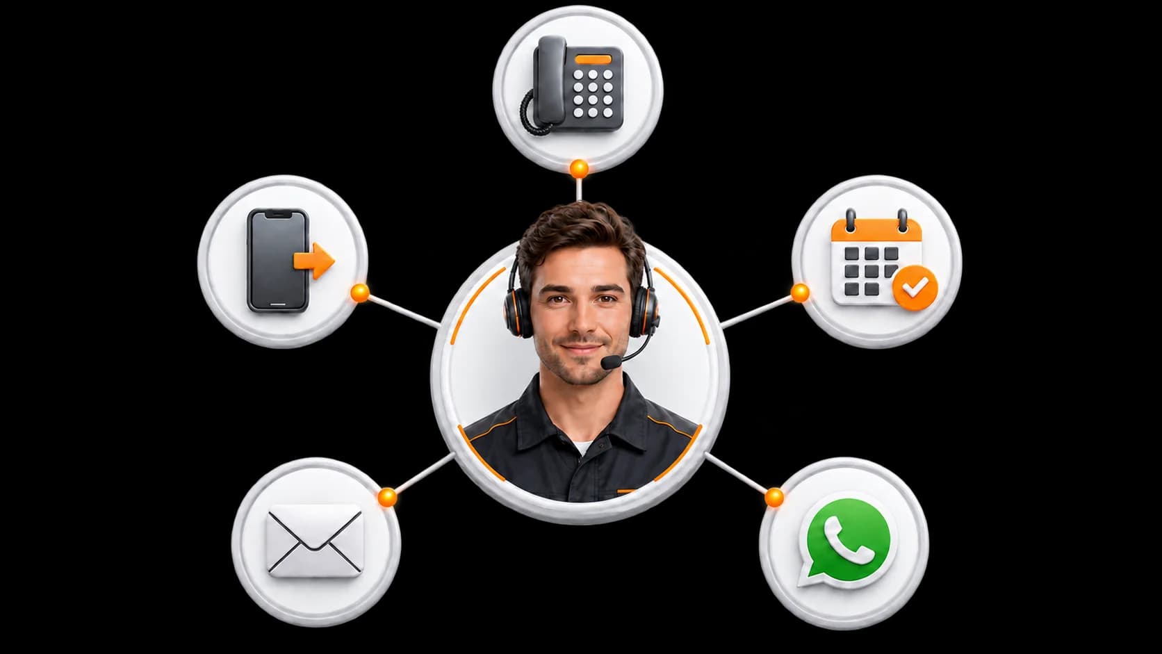 AI receptionist connected with phone, calendar, email and WhatsApp tools